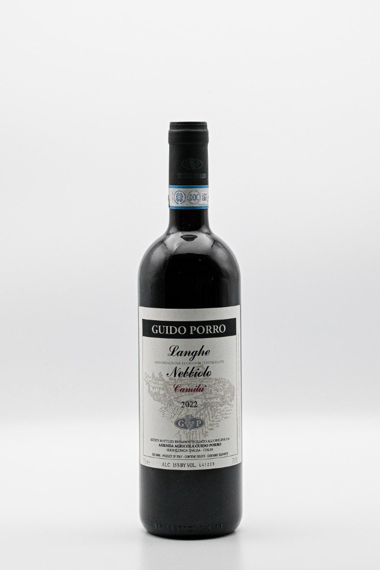 Fles rode wijn Guido Porro Langhe Nebbiolo